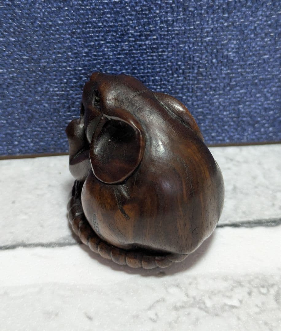 【古美術】「ねずみ型　根付」縁起物 根付 Netsuke 　精密彫刻