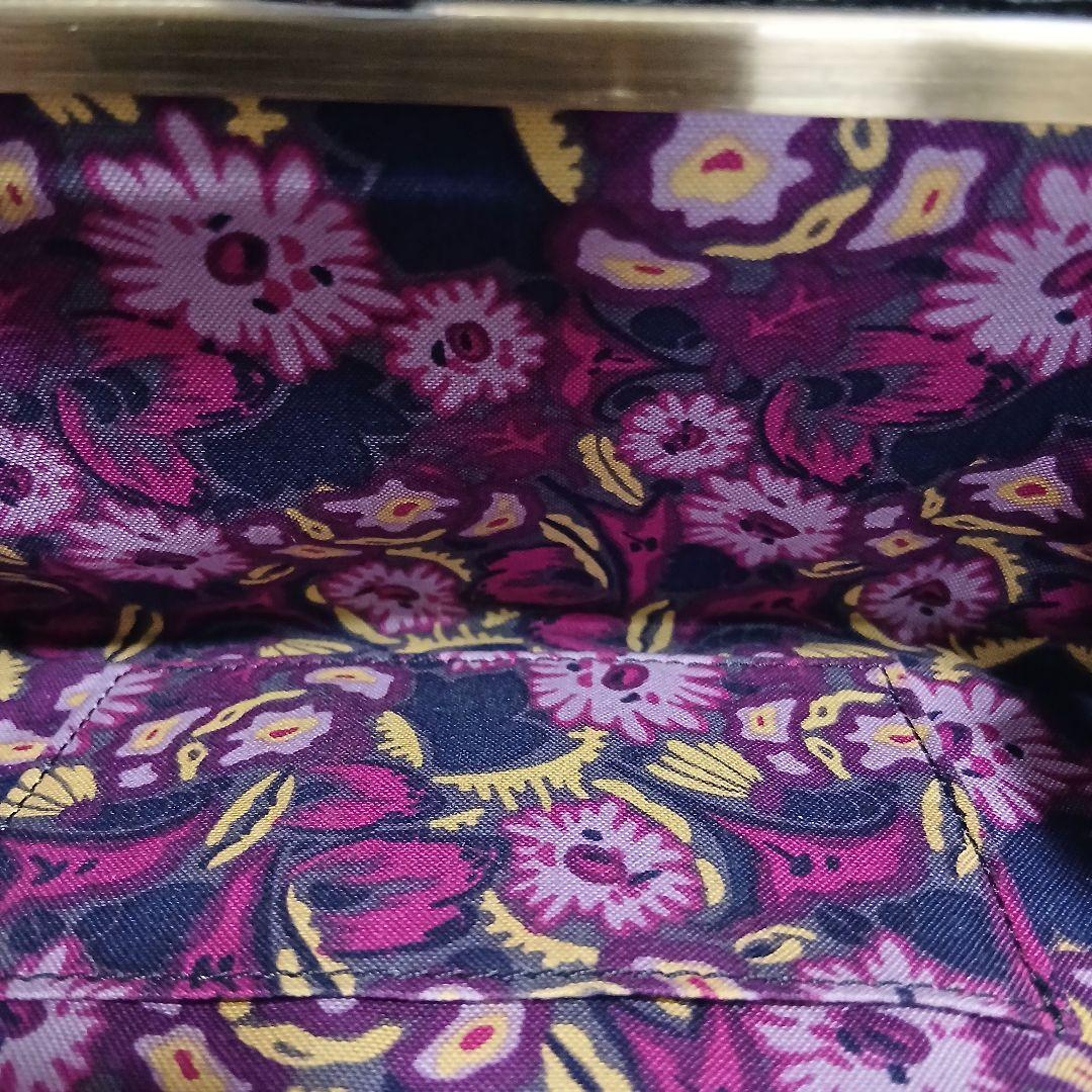 【美品】ANNA SUI　マチルダ口金二つ折り財布がま口蝶ブラックレザー