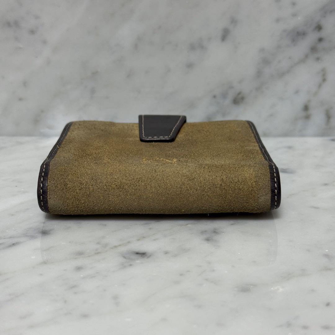 LOEWE ロエベ 二つ折り財布 スエード 本革 ブラウン ロゴ アナグラム