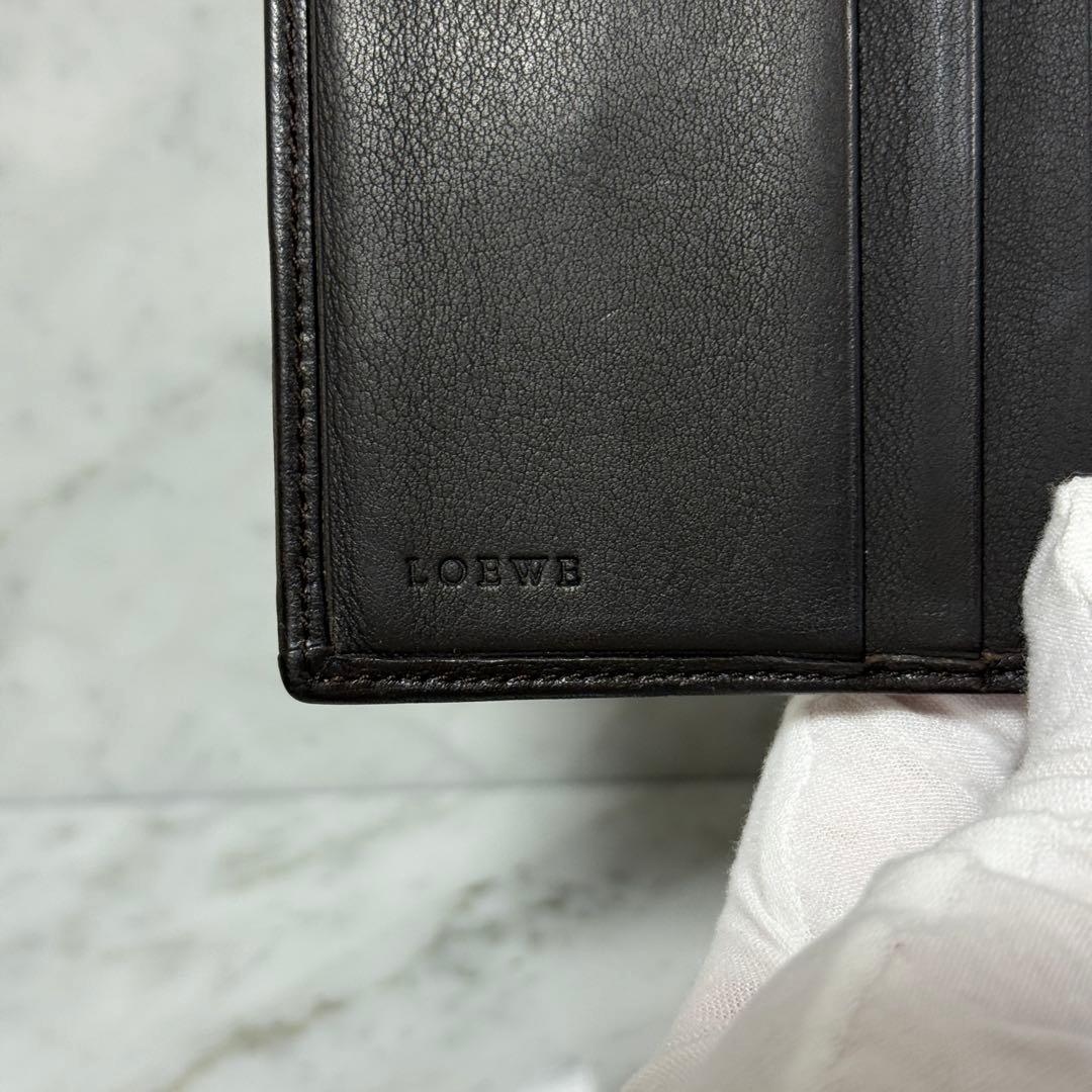 LOEWE ロエベ 二つ折り財布 スエード 本革 ブラウン ロゴ アナグラム