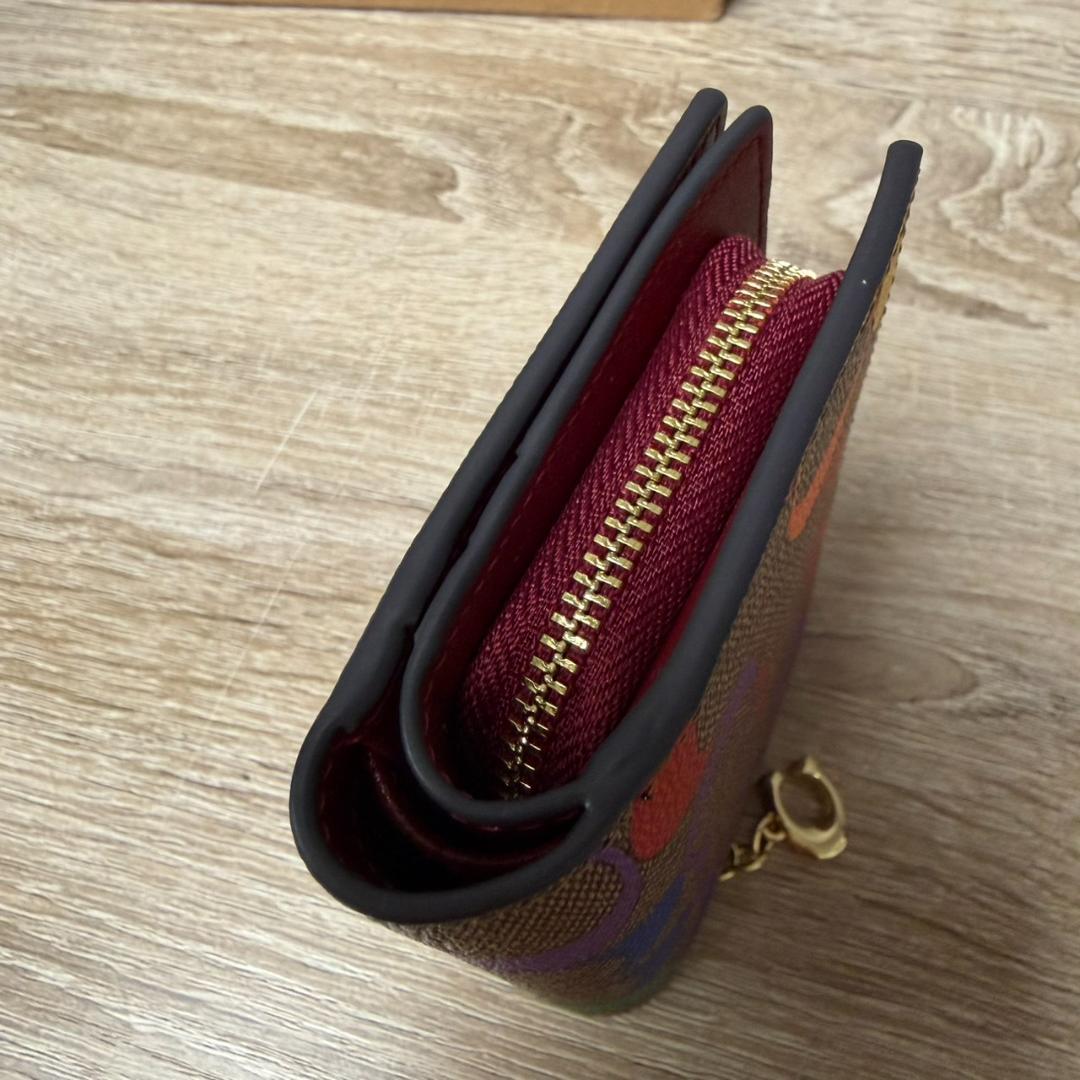 778313/COACH シグネチャー マルチカラー 折財布 美品