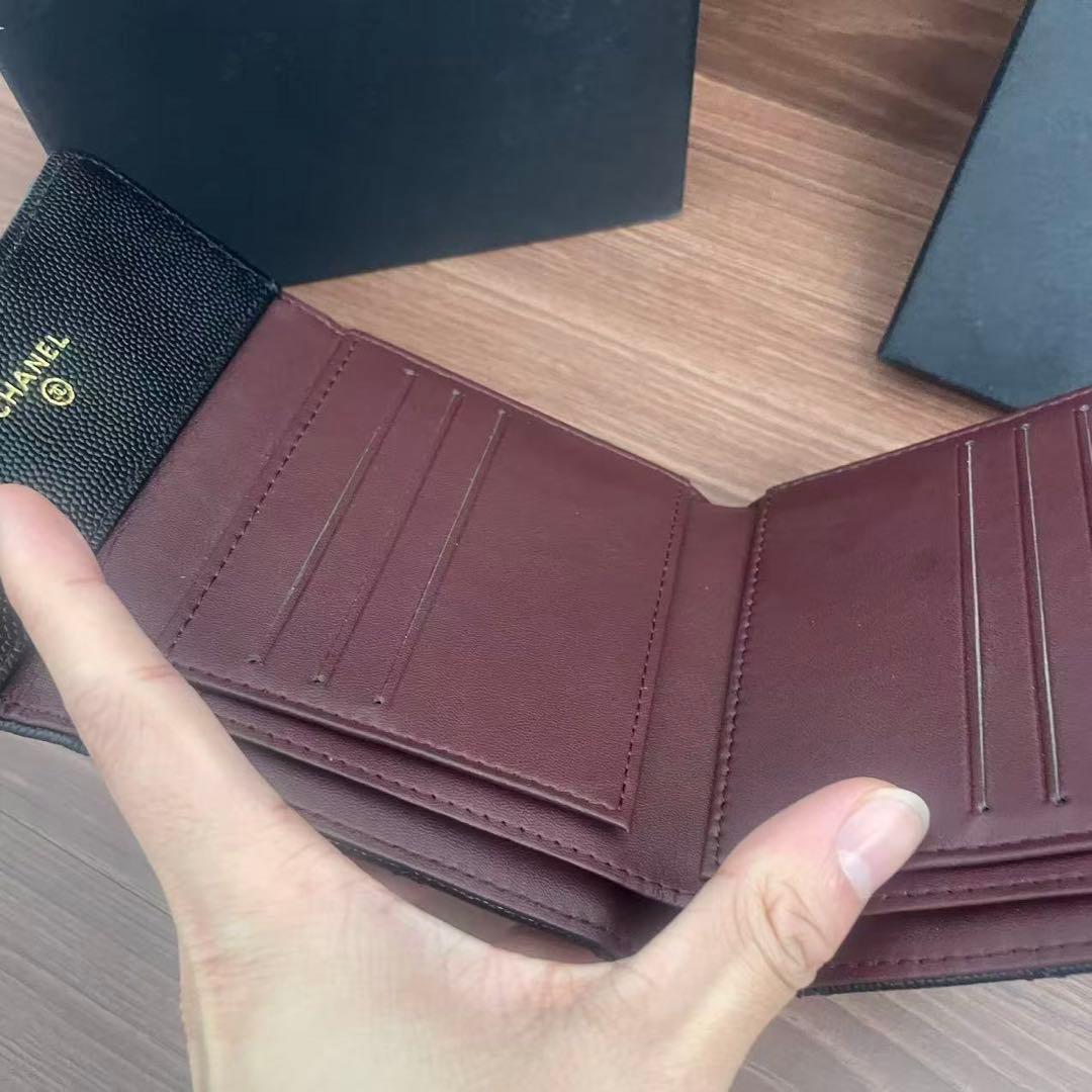 CHANEL シャネル マトラッセ キャビアスキン 三つ折り財布 ブラック