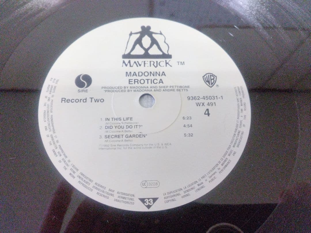 マドンナ MADONNA EROTICA EUオリジナル盤 2枚組レコード