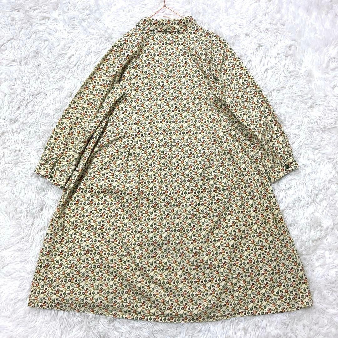 ののはな様　ホコモモラ　シャツワンピース　ミドル丈　膝丈　花柄　42　シルク混