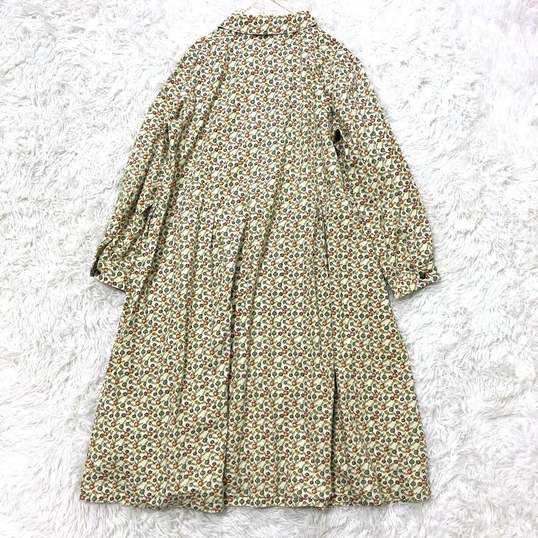 ののはな様　ホコモモラ　シャツワンピース　ミドル丈　膝丈　花柄　42　シルク混