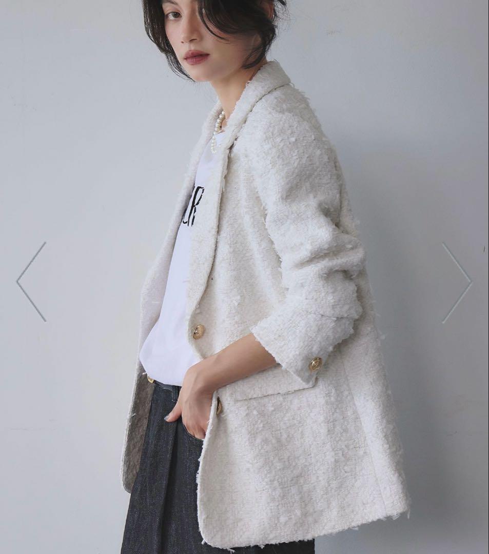 新品ELFRANK ホワイト　ツイード　ジャケット