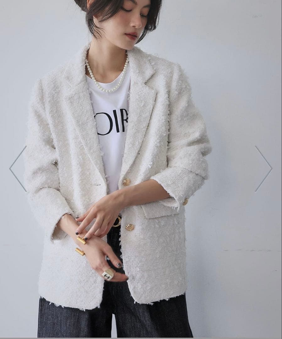 新品ELFRANK ホワイト　ツイード　ジャケット