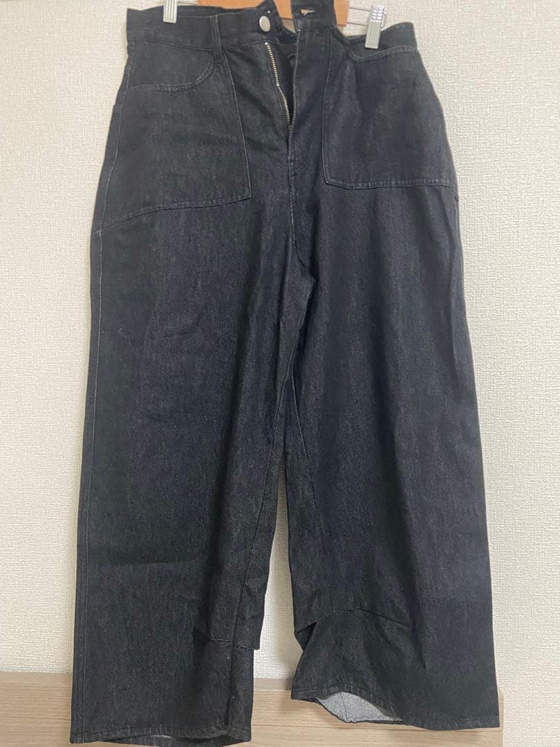 パンツ Andequal back slit curve denim pants