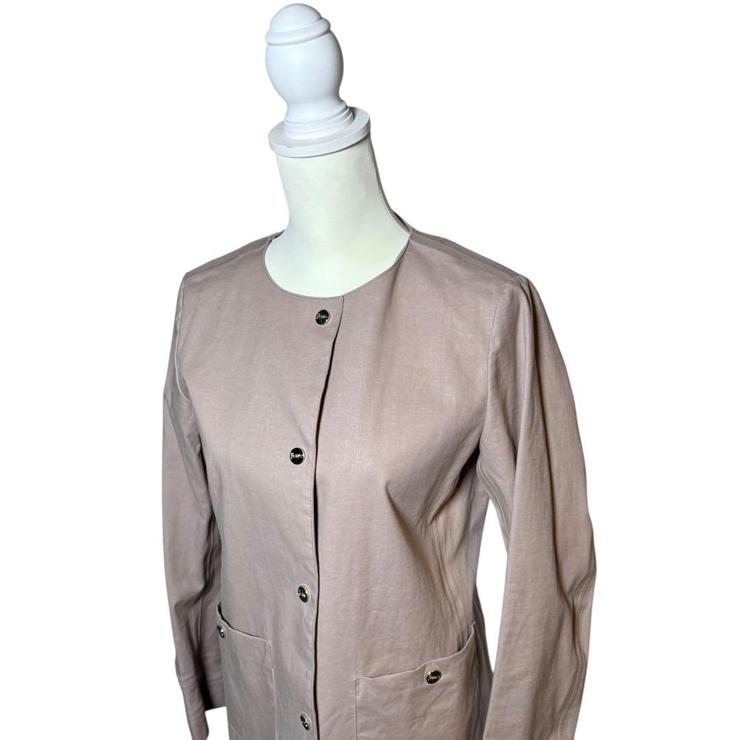HERNO ヘルノ ノーカラーコート 40 スプリングコート グレージュ