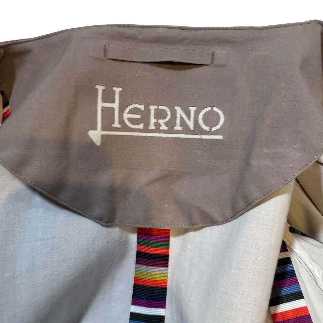 HERNO ヘルノ ノーカラーコート 40 スプリングコート グレージュ