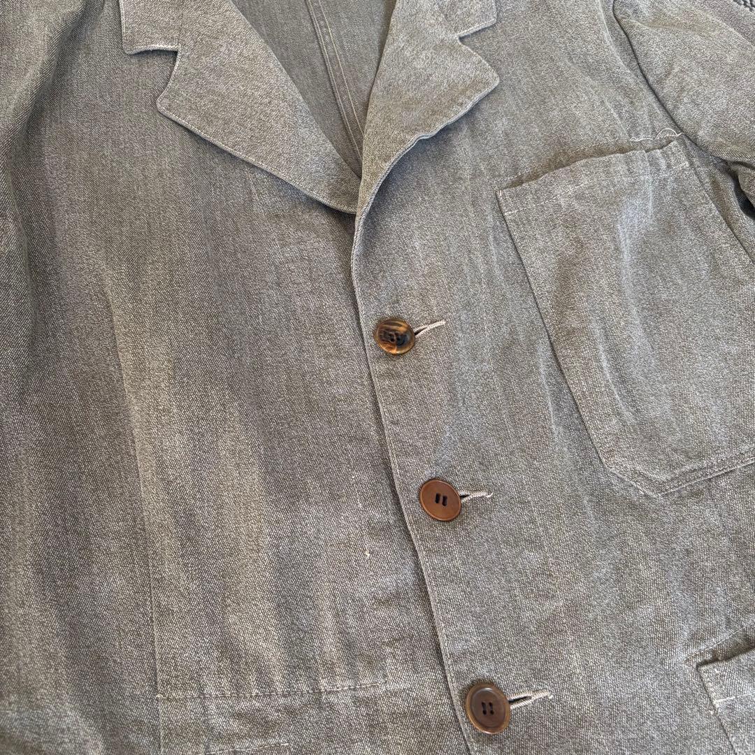 Euro Black chambray tailored jacket 黒ゴマ