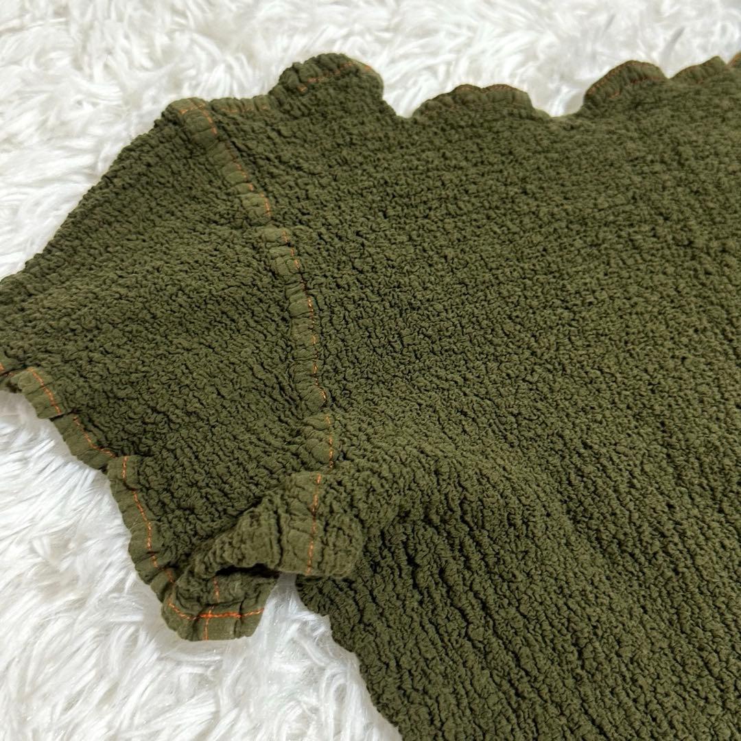 美品✨ミーイッセイミヤケ カットソー カリフラワー シワ加工 カーキ