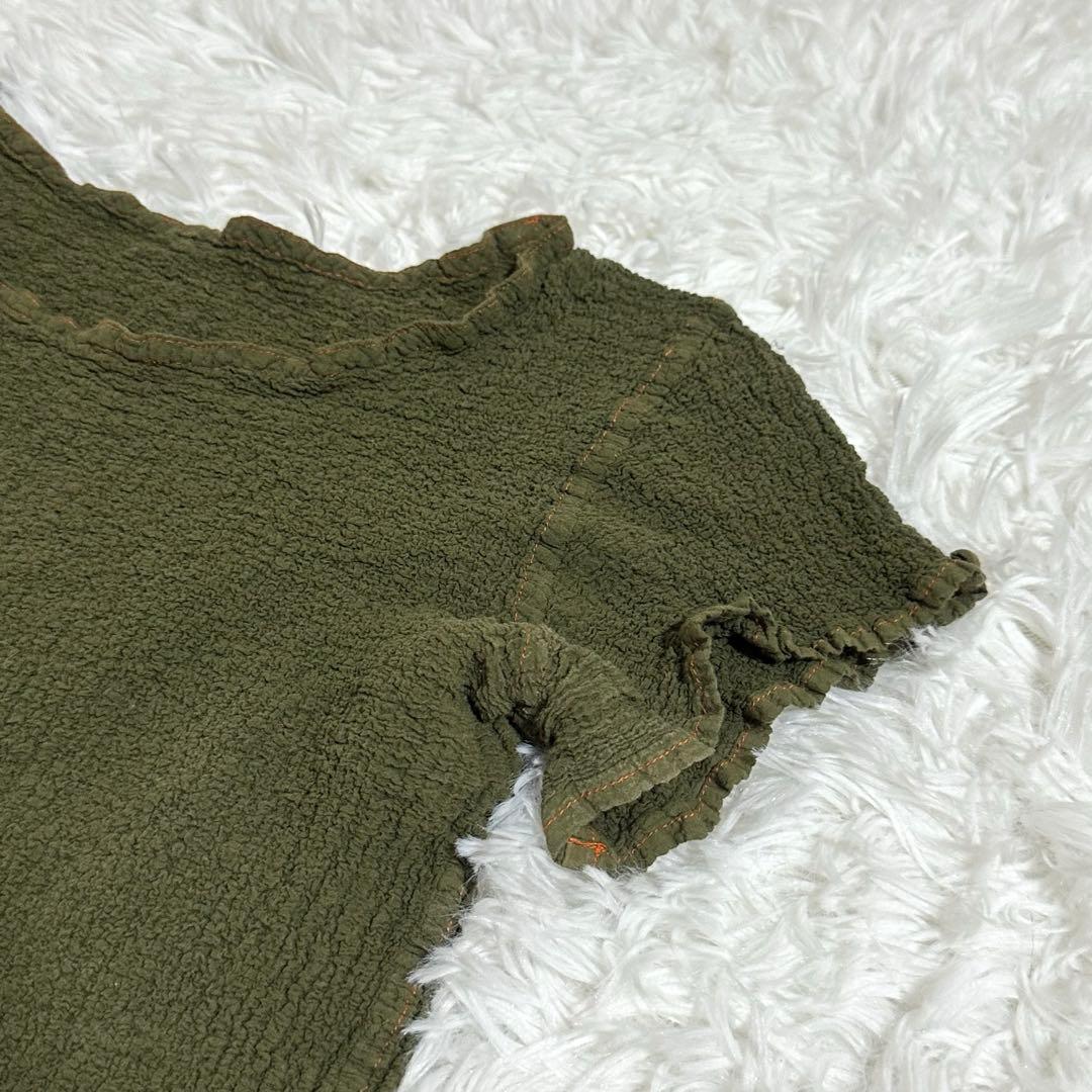 美品✨ミーイッセイミヤケ カットソー カリフラワー シワ加工 カーキ