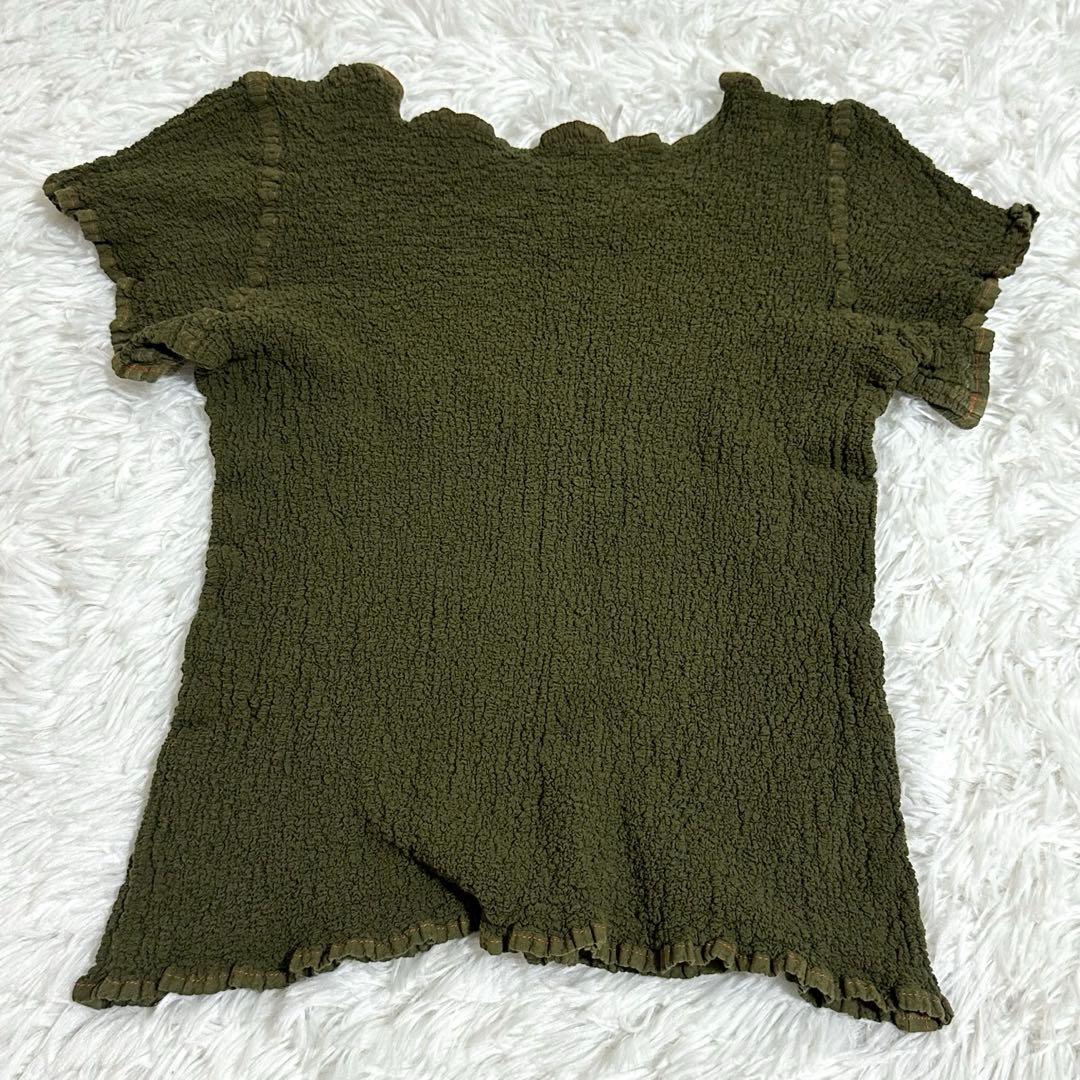 美品✨ミーイッセイミヤケ カットソー カリフラワー シワ加工 カーキ