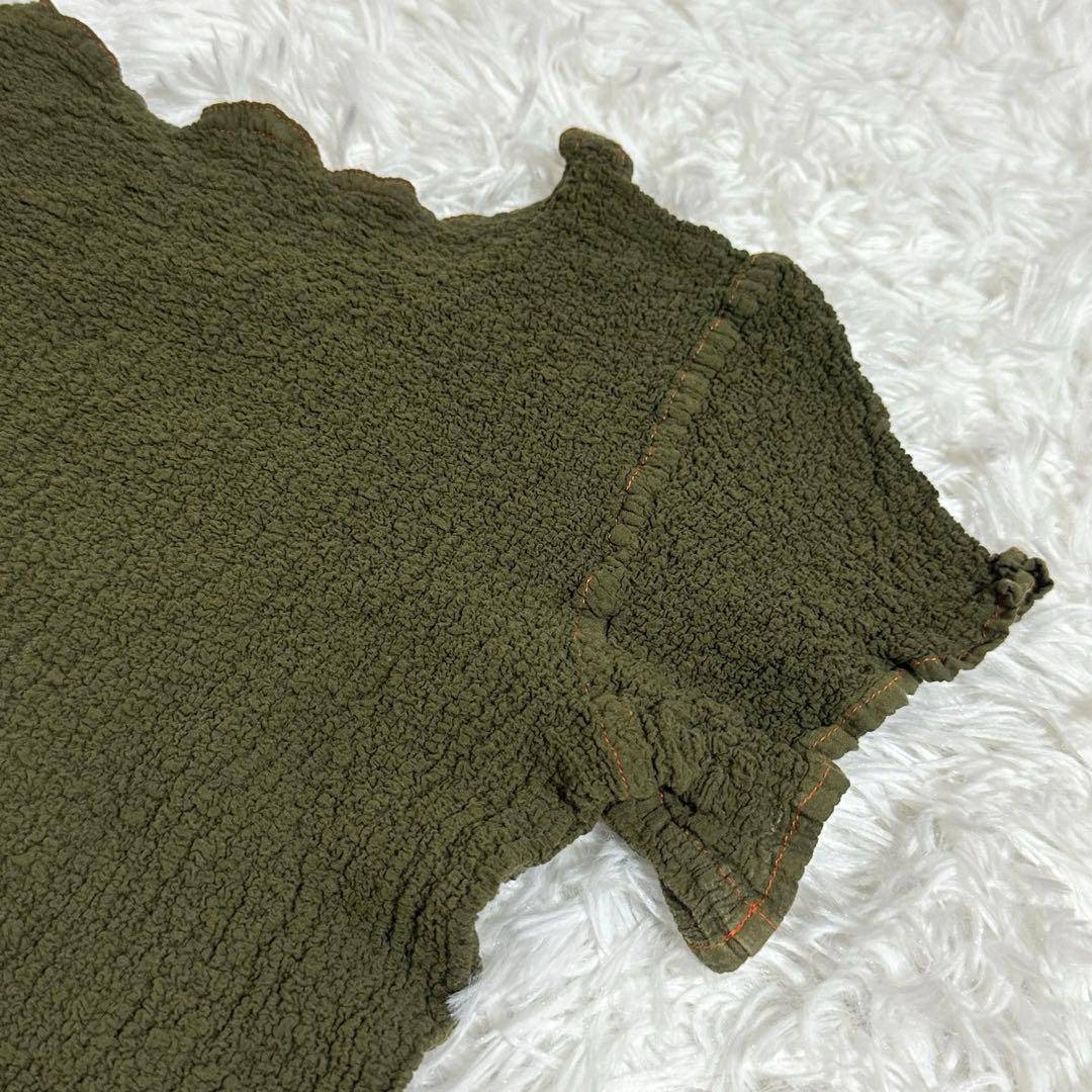 美品✨ミーイッセイミヤケ カットソー カリフラワー シワ加工 カーキ