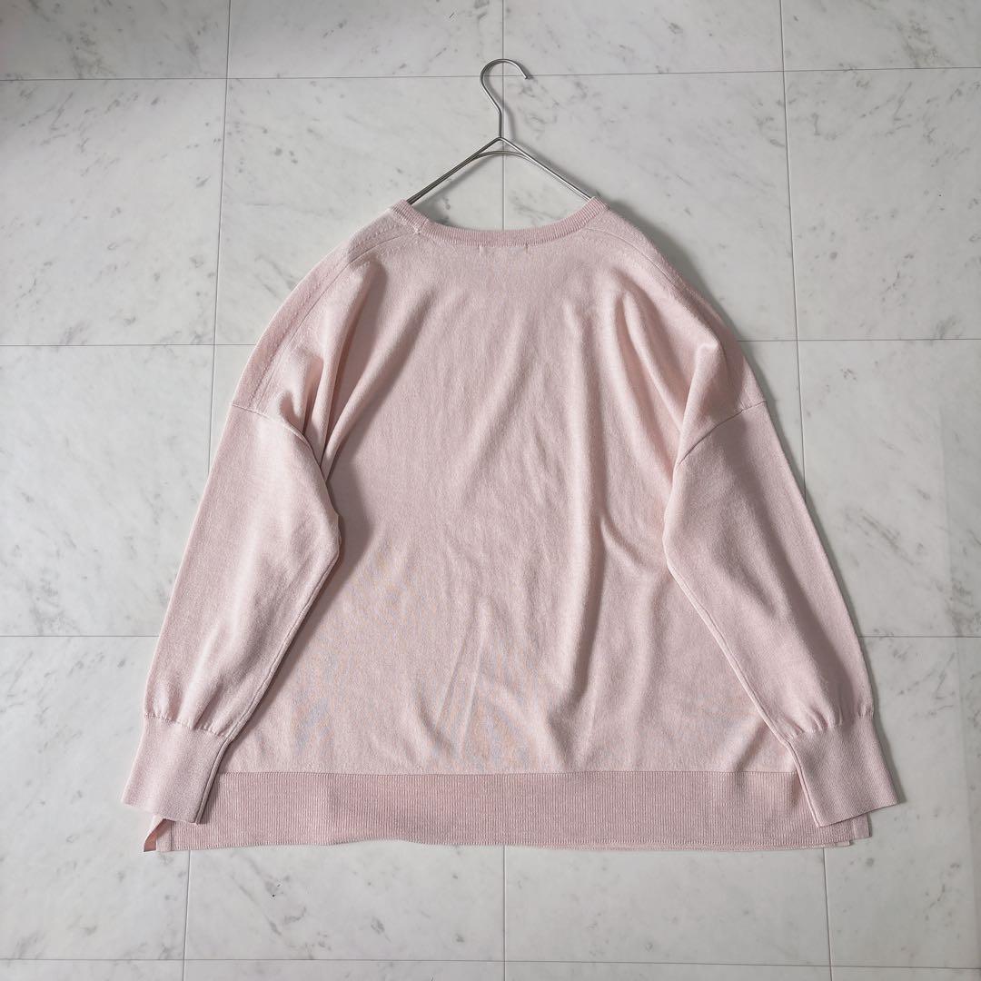 美品 23区 44 ウーステッドウール ビッグシルエット ニット ゆったり 春色