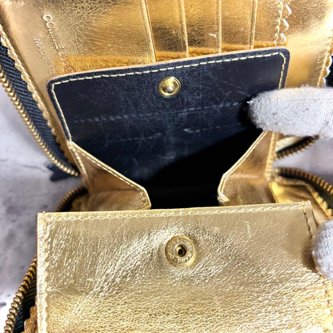【あいた！】コムデギャルソン ラウンドジップミニ財布 マルチパース 黒 金