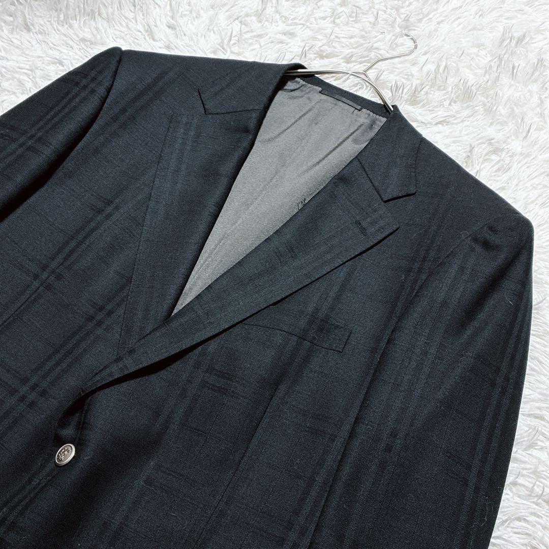 5L相当⭐️バーバリーロンドン　ジャケット　シャドーチェック　銀ボタン　カシミヤ混