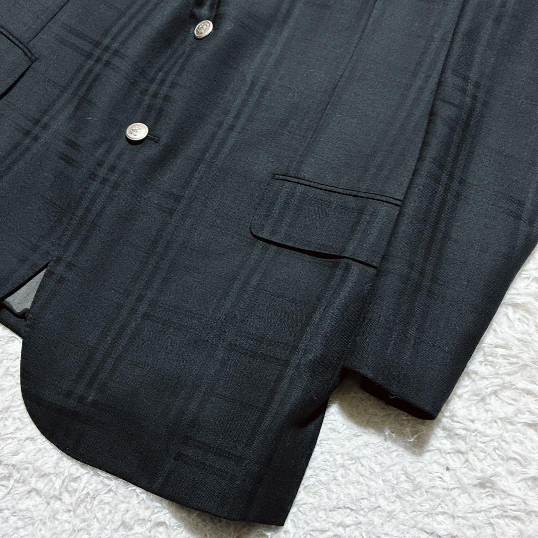 5L相当⭐️バーバリーロンドン　ジャケット　シャドーチェック　銀ボタン　カシミヤ混