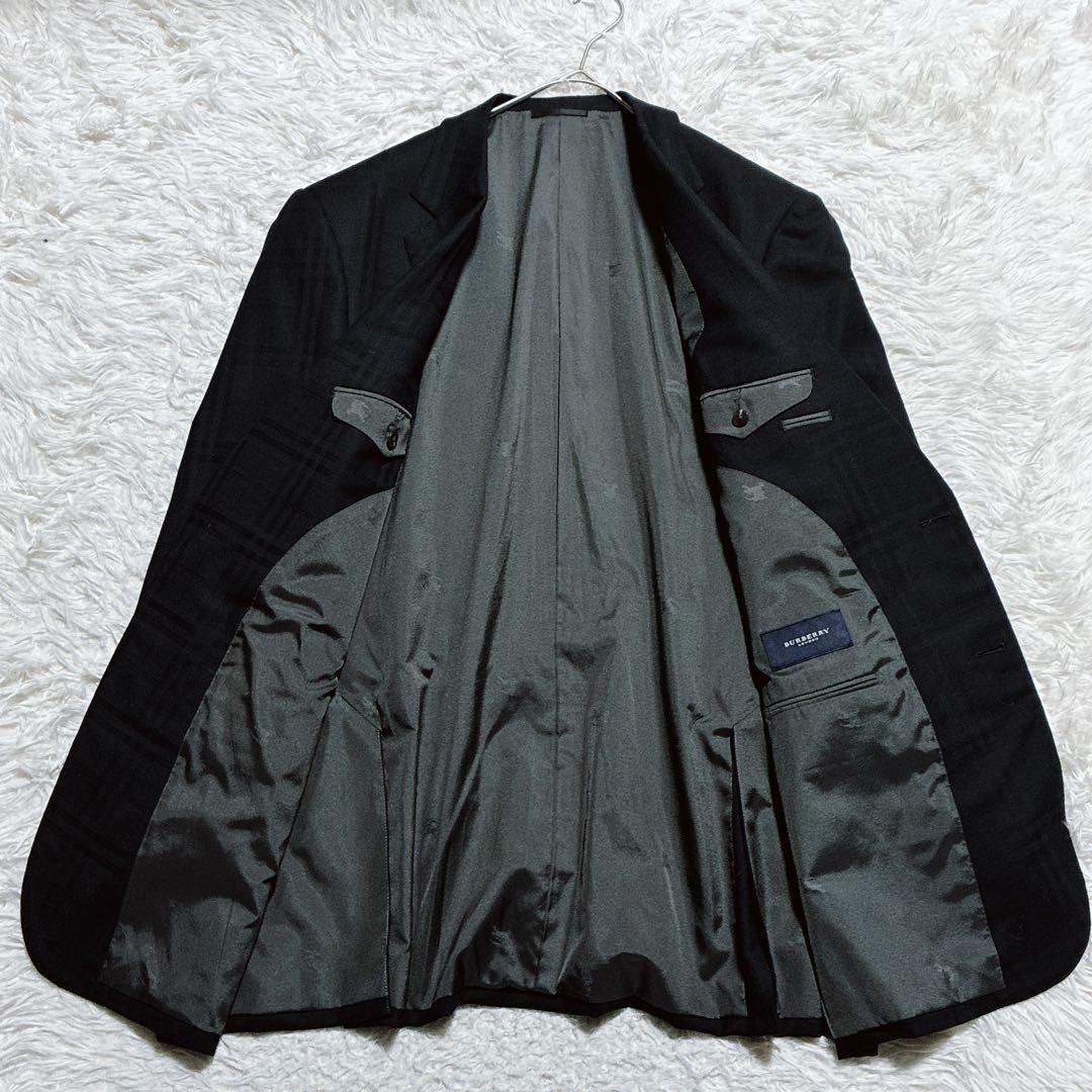 5L相当⭐️バーバリーロンドン　ジャケット　シャドーチェック　銀ボタン　カシミヤ混