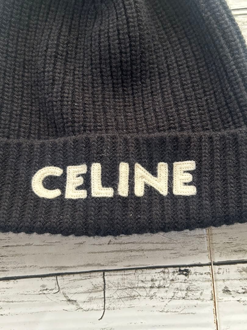 CELINE セリーヌ ロゴ ビーニー ニット帽 ニットキャップ 美中古