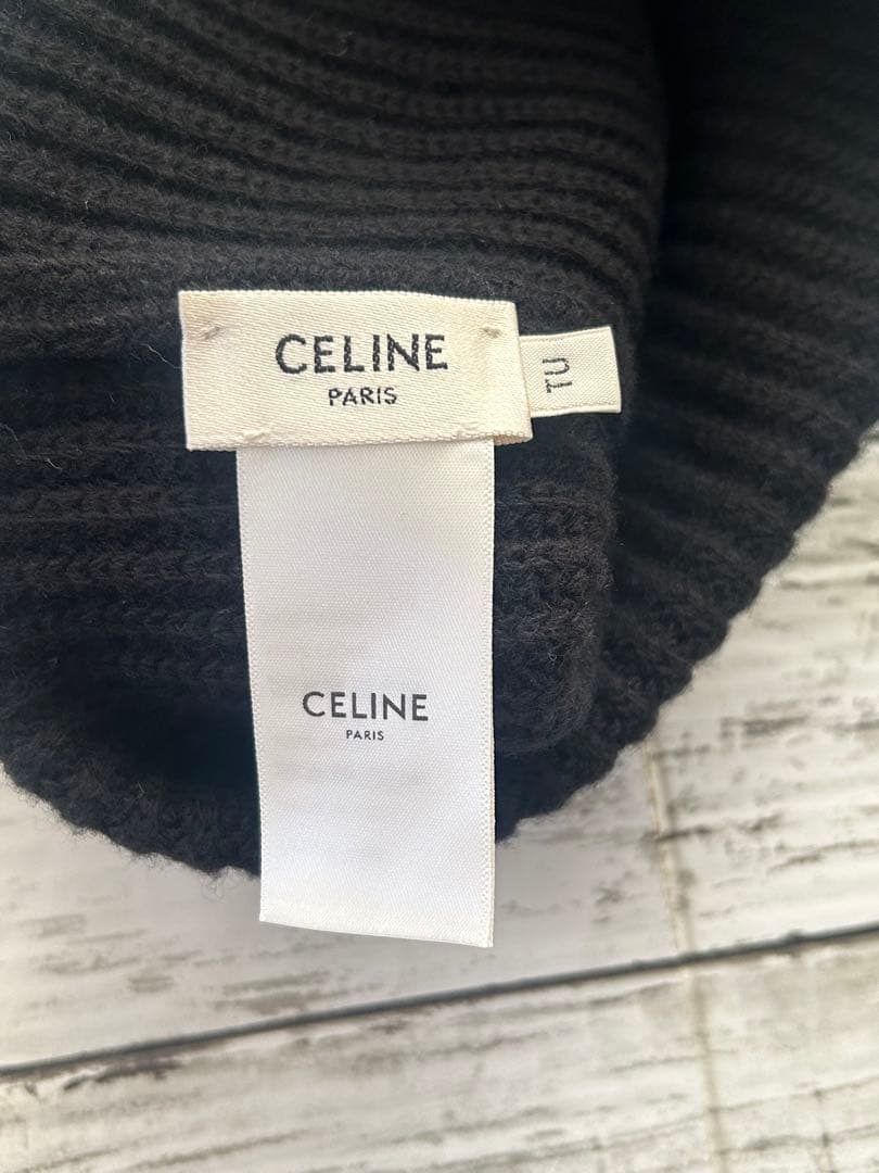 CELINE セリーヌ ロゴ ビーニー ニット帽 ニットキャップ 美中古