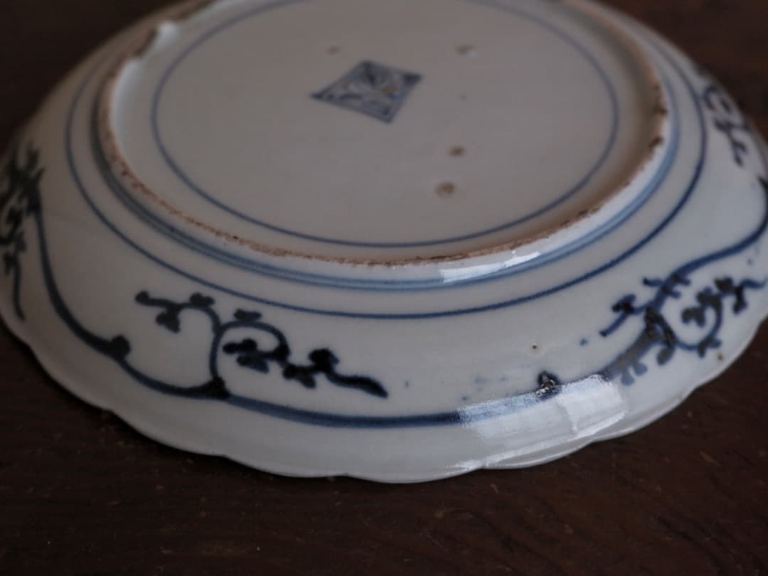 古伊万里　猪口　染付　紅葉文　和食器　Q1630