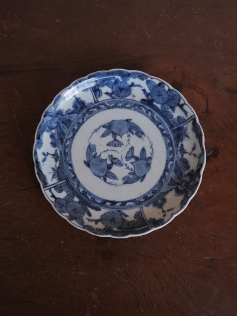 古伊万里　猪口　染付　紅葉文　和食器　Q1630