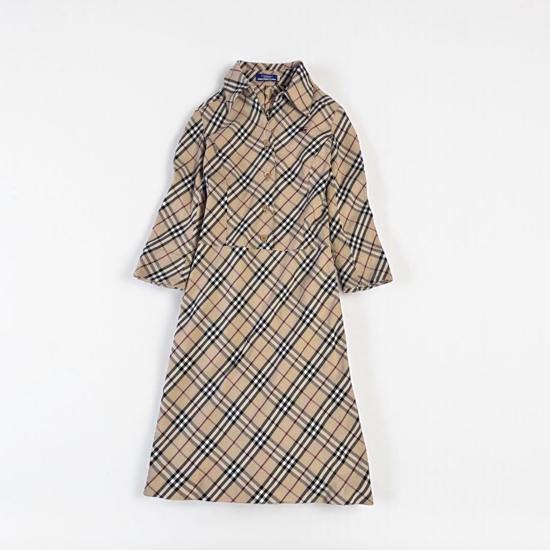 美品バーバリーブルーレーベルノヴァチェック総柄ワンピース正規品BURBERRY