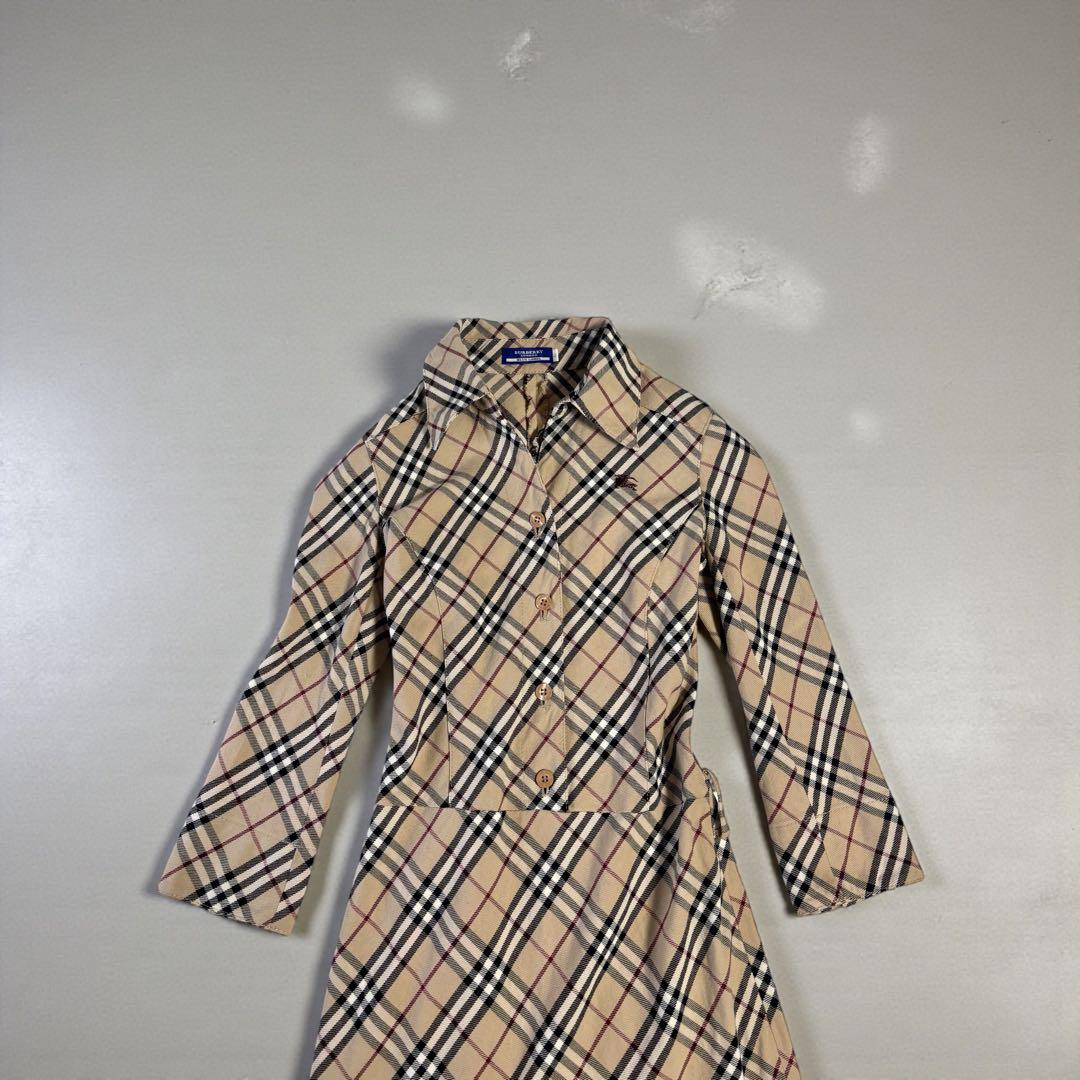 美品バーバリーブルーレーベルノヴァチェック総柄ワンピース正規品BURBERRY
