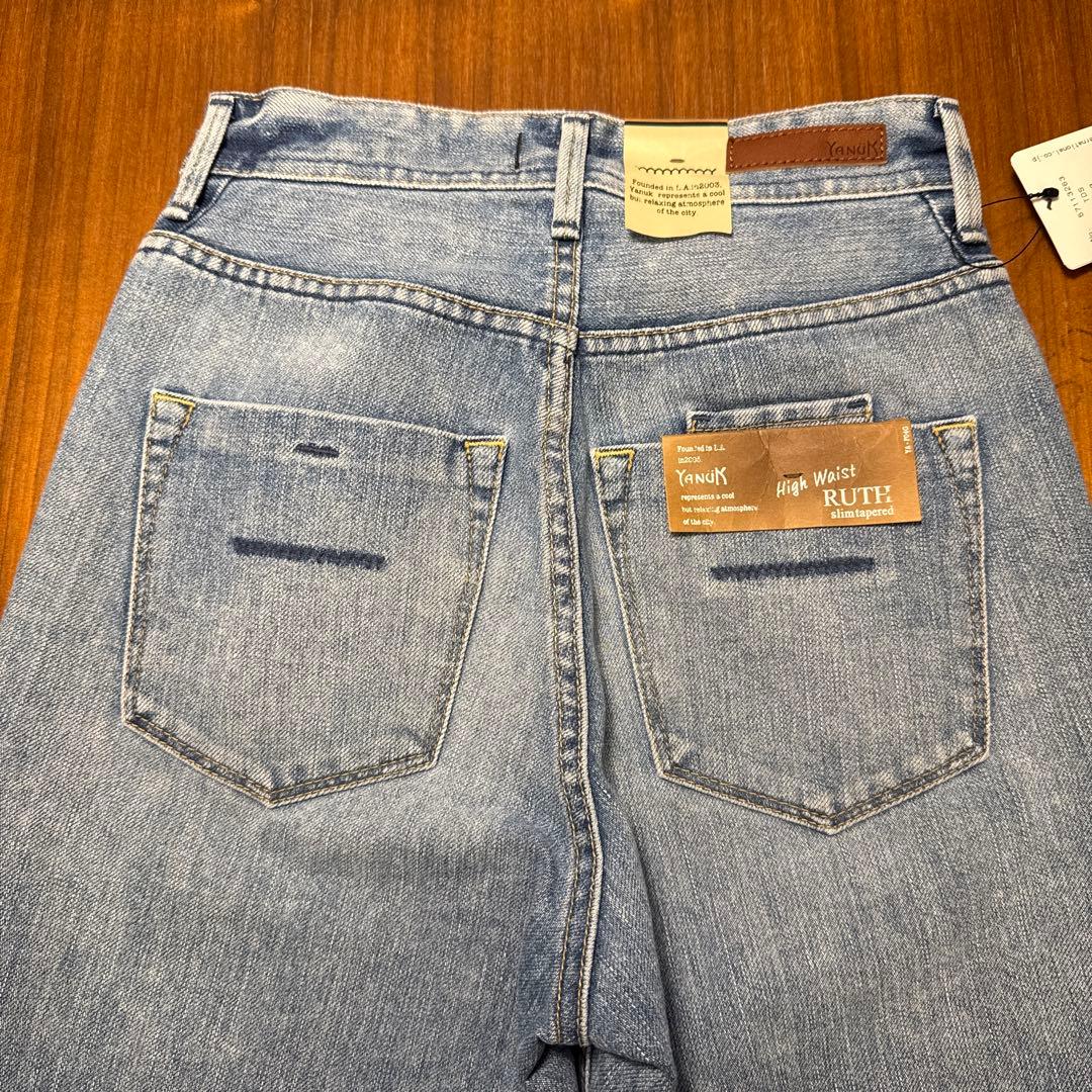 新品 ヤヌーク Trick Denim ハイウエスト スリムテーパードRUTH