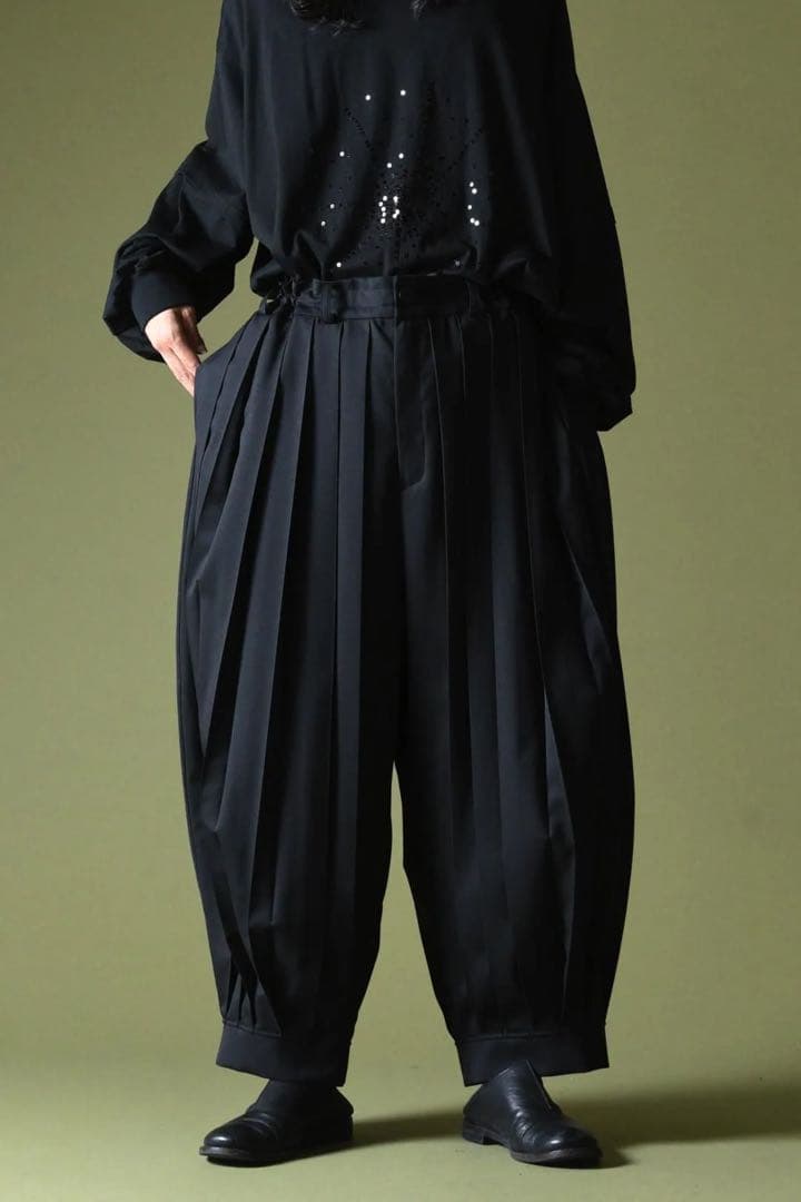 BISHOOL ウールギャバジン WidePleats LanternPants