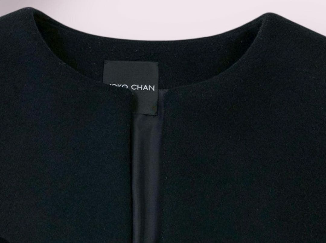 【東日】 YOKO CHAN ウールノーカラーコート 黒 38 定番