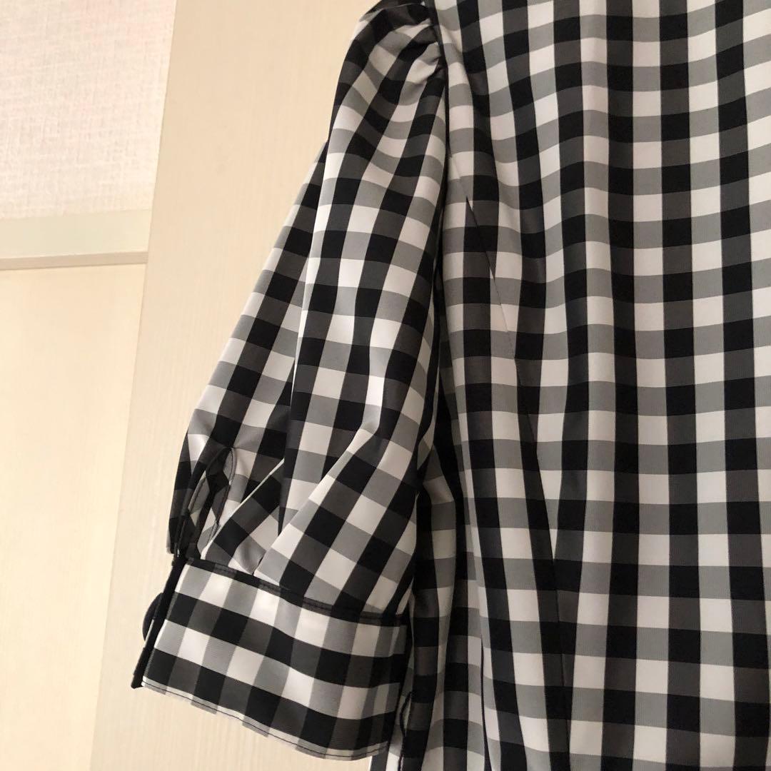 美品、エムズグレイシーM、ワンピースコート、黒白チェック、ワンピースとしても可能