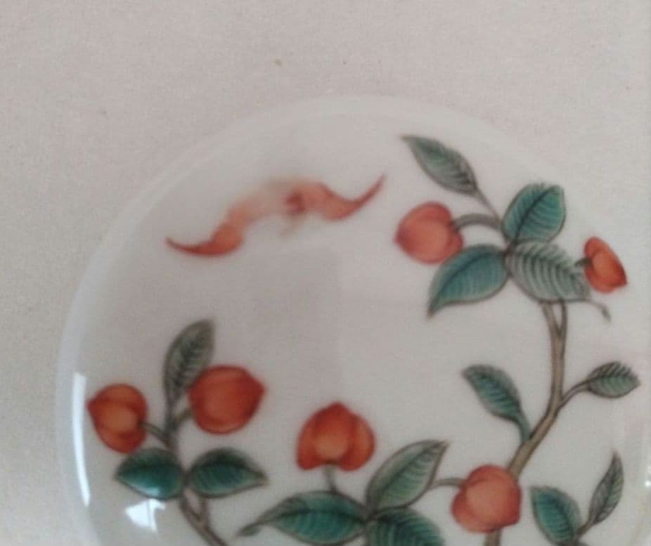 合子 香合 乾隆年製 桃 陶器 共箱 彩豆 清乾製