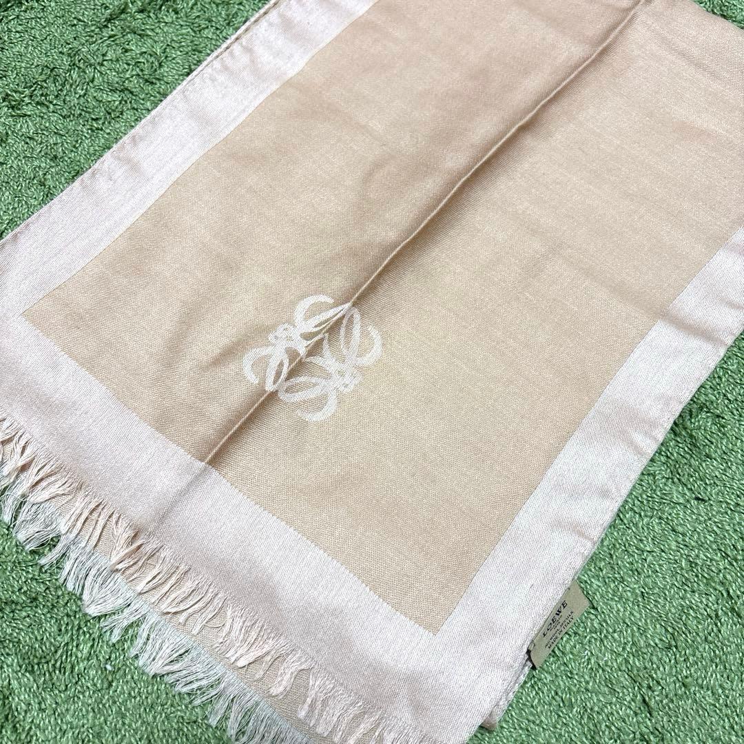 LOEWE/ロエベ シルク×ウール マフラー スカーフ ピンクベージュ