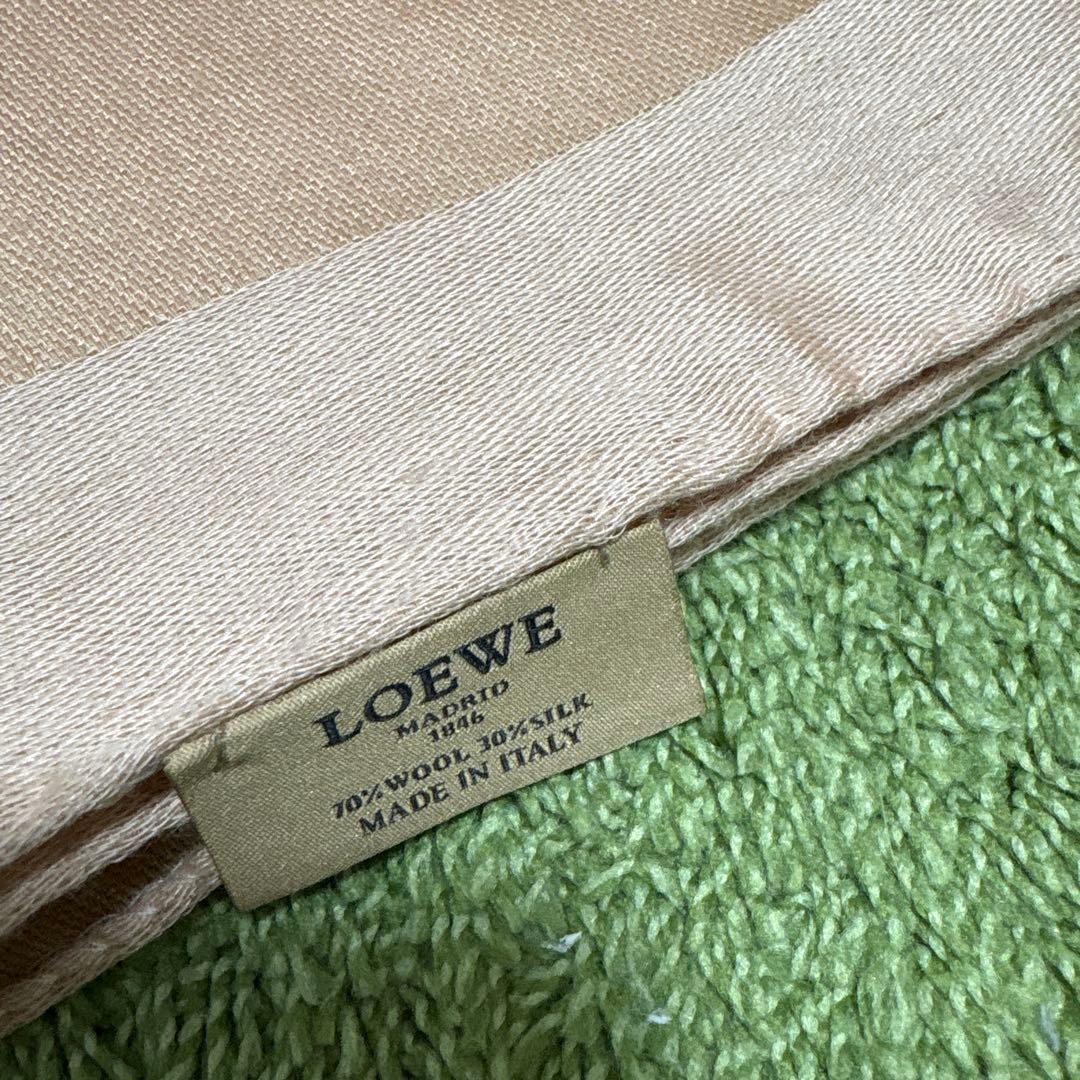 LOEWE/ロエベ シルク×ウール マフラー スカーフ ピンクベージュ