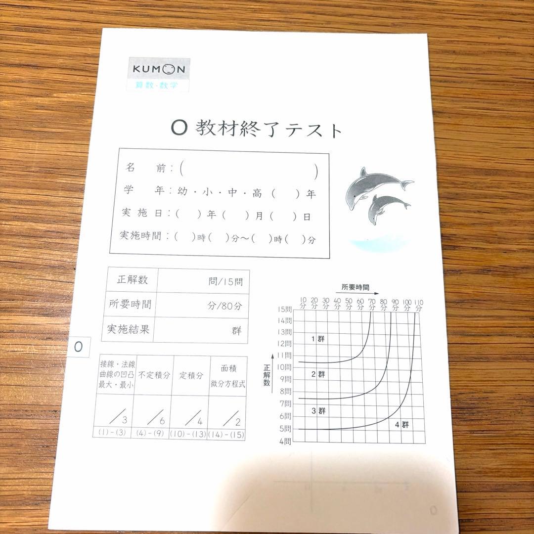 公文　数学 O 解法の手引 2冊前後半➕未使用プリント200枚➕終了テスト