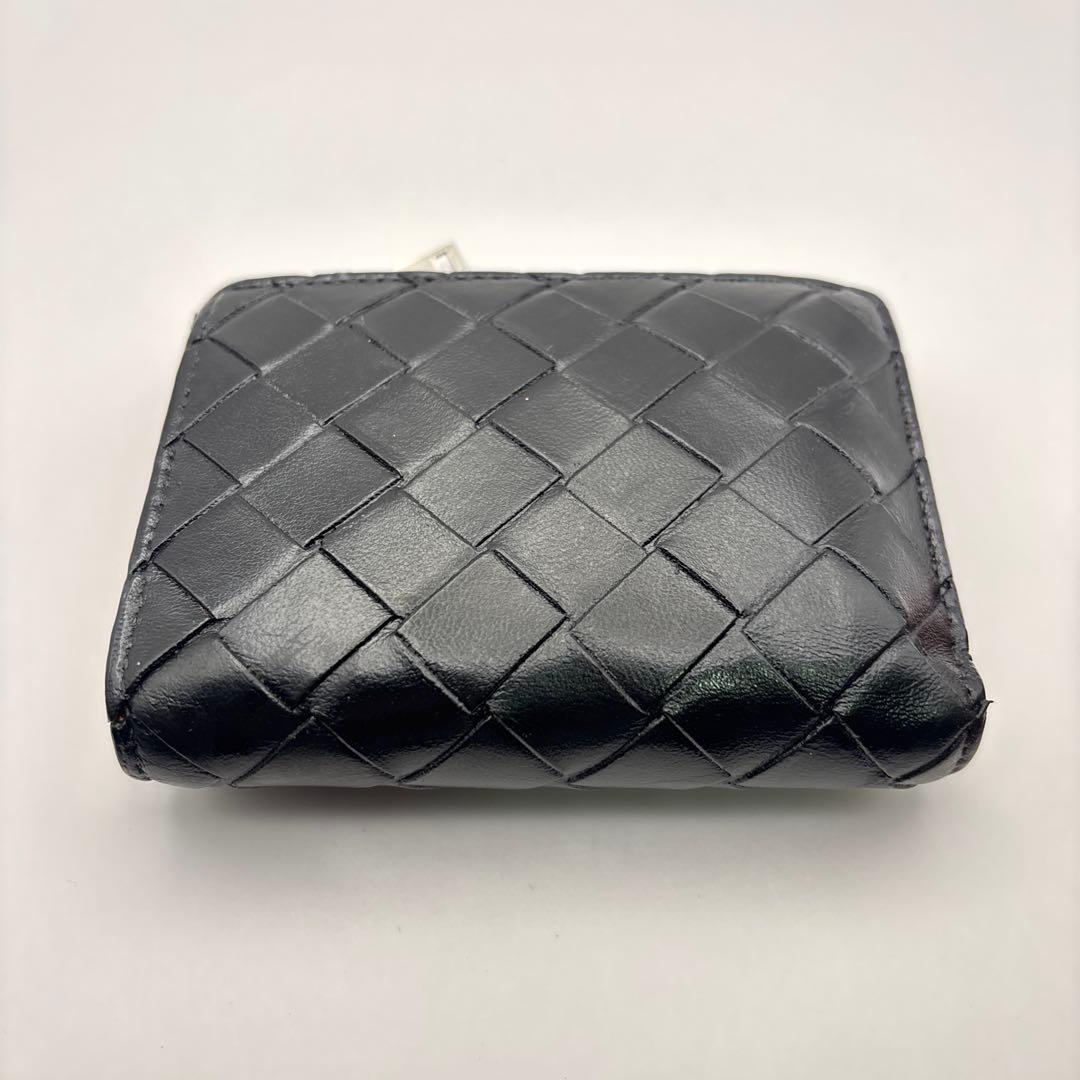 ◆正規品◆現行ボッティガヴェネタイントレチャート 二つ折りサイフブラックコンビ
