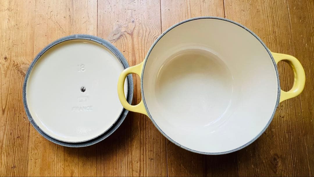 ル・クルーゼ　Le creuset ココットロンド18イエロー黄色　両手鍋
