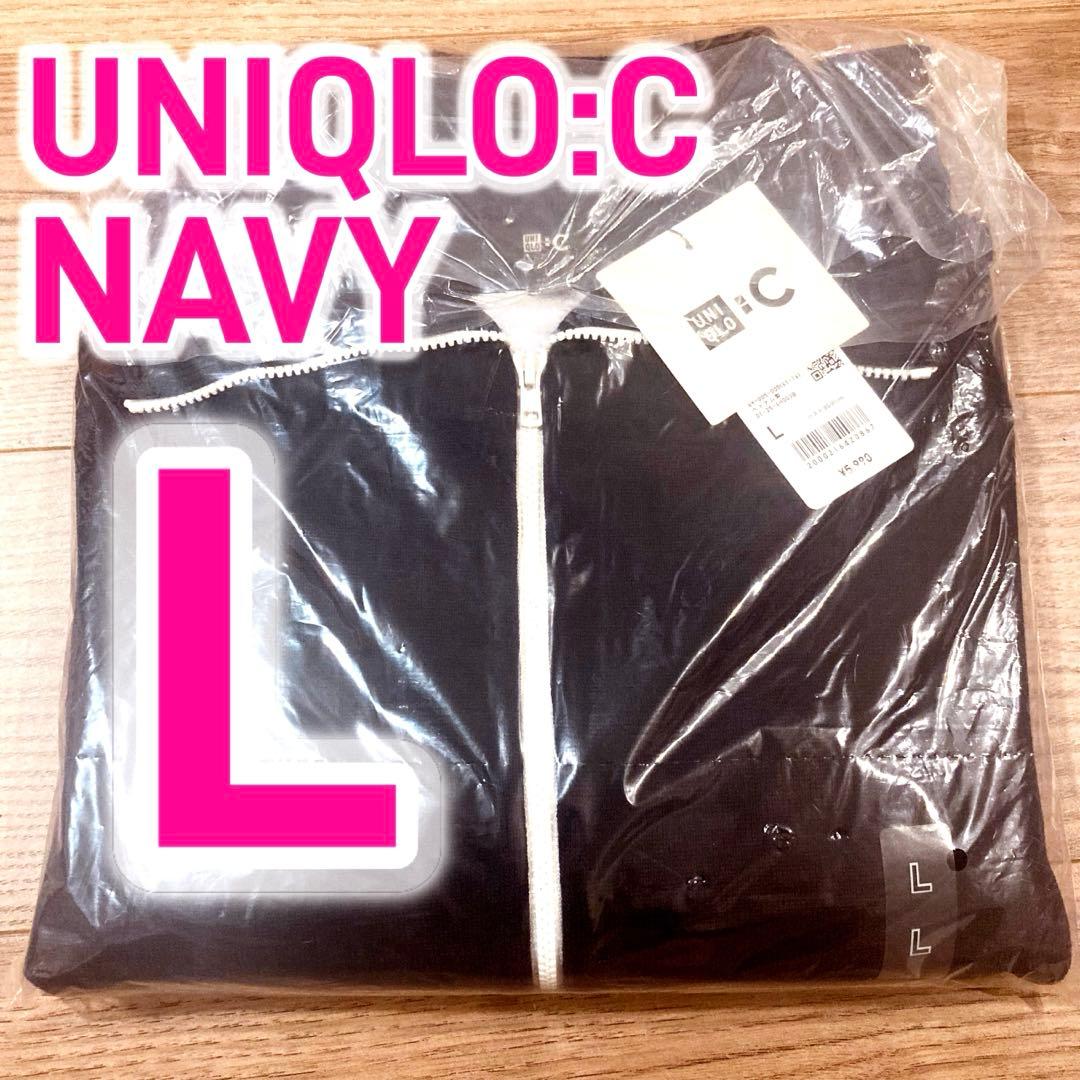 新品 UNIQLOC ユニクロC ミラノリブフルジップカーディガン ネイビー L