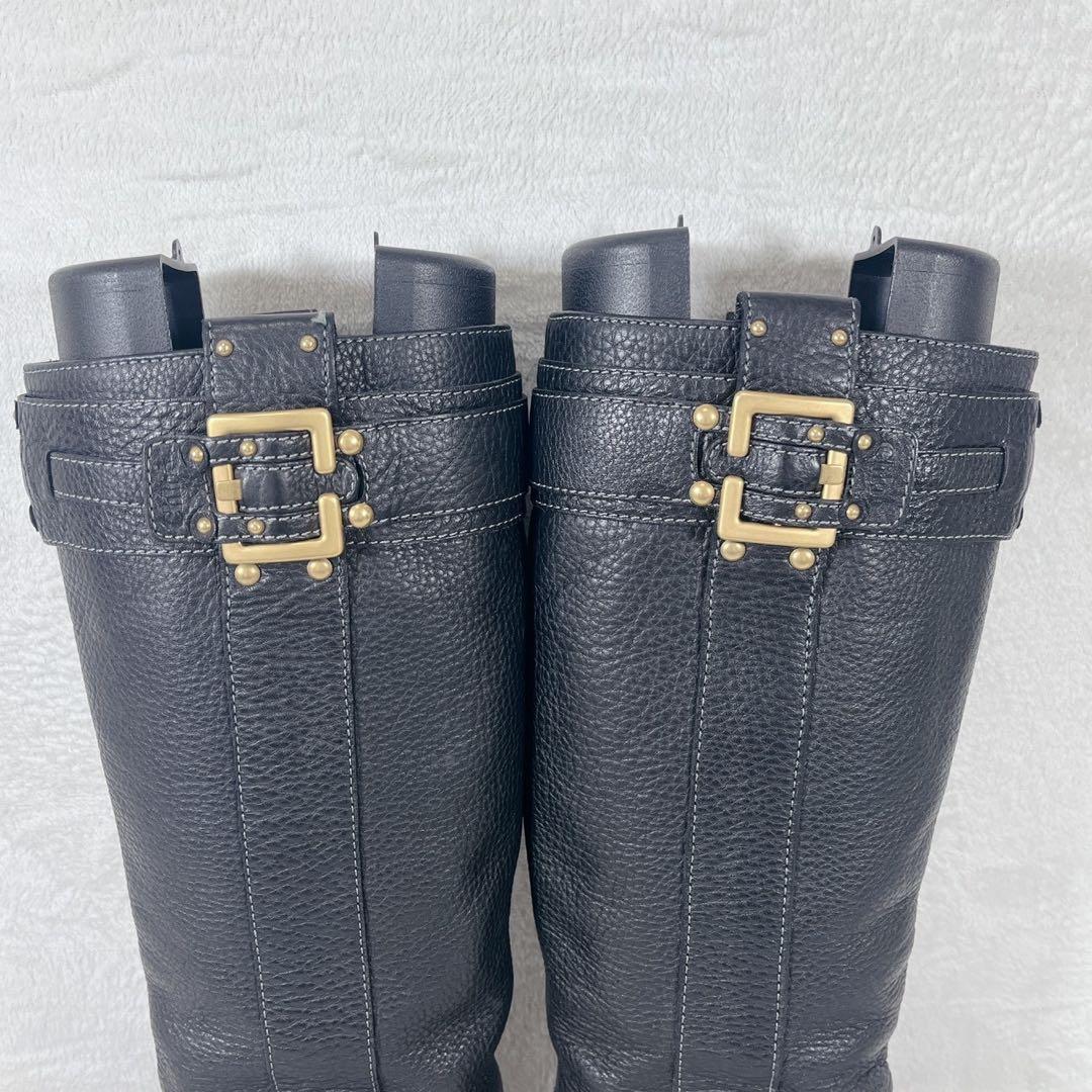 美品 裏張り済✨クロエ ベルト バックル レザー ロングブーツ 黒 36.5