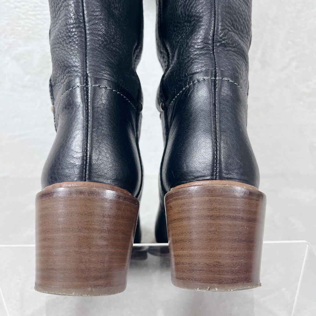 美品 裏張り済✨クロエ ベルト バックル レザー ロングブーツ 黒 36.5