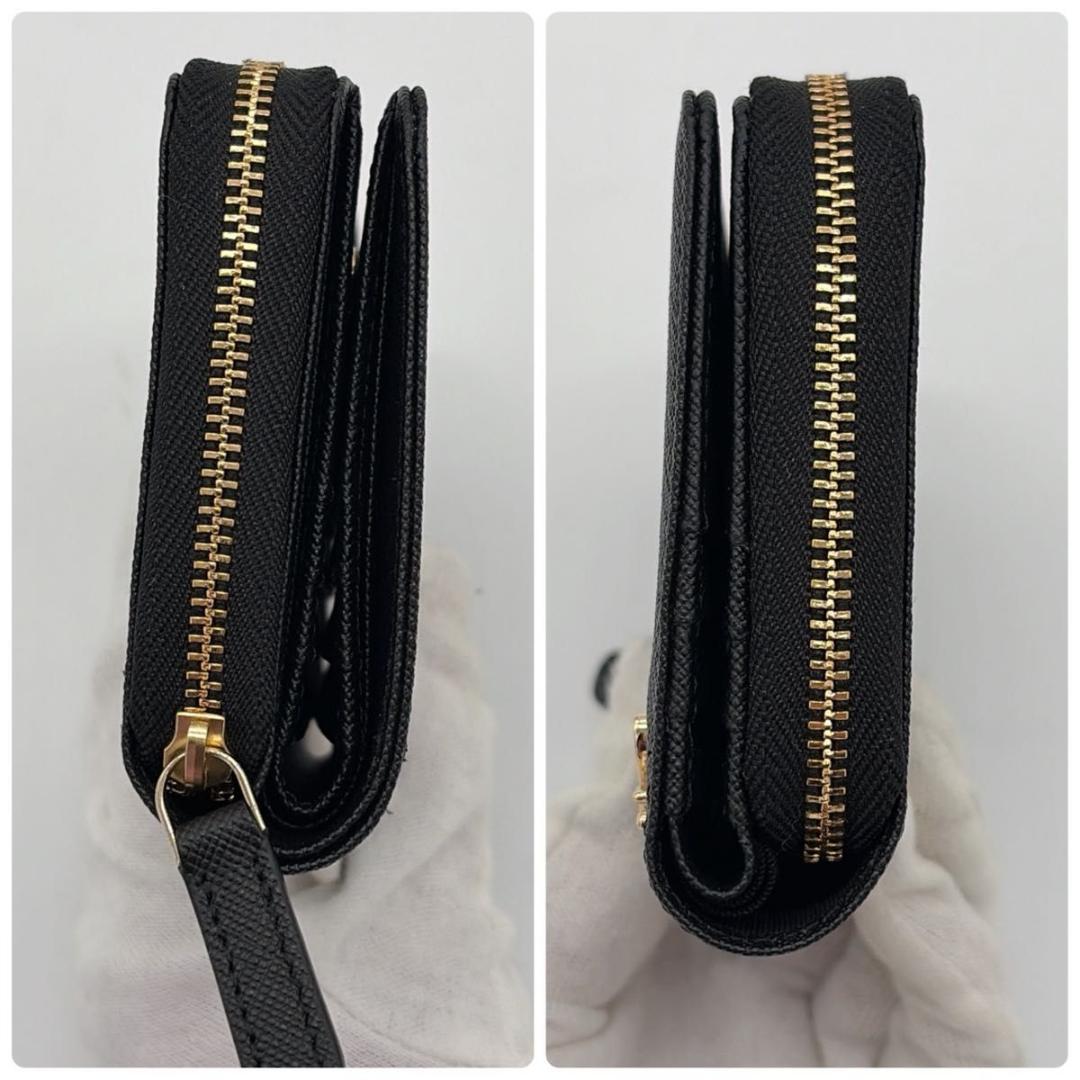 新品同様 アニエスベー ラウンドファスナー 二つ折り財布 ゴールドロゴ ブラック