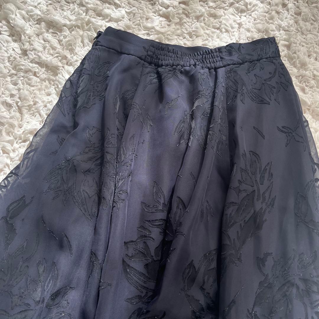 【anuans】23SS イレヘムフレアスカート ネイビー M オケージョン