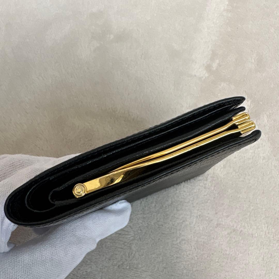 【希少モデル】イブサンローランがま口財布YSLロゴゴールド金具ブラックレザー