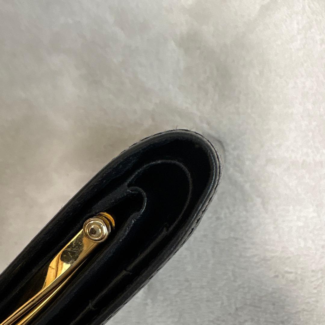 【希少モデル】イブサンローランがま口財布YSLロゴゴールド金具ブラックレザー