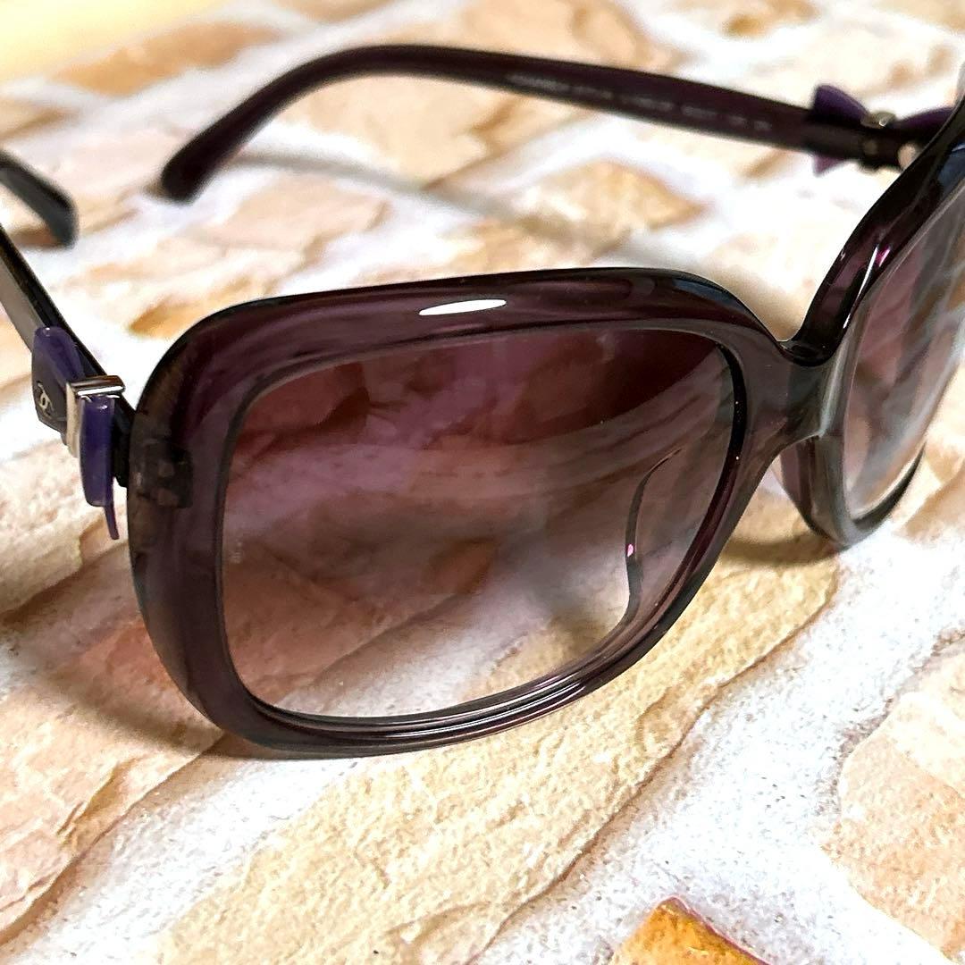 ヒマワリ様 美品 CHANEL パープル リボン ココ サングラス 5171A