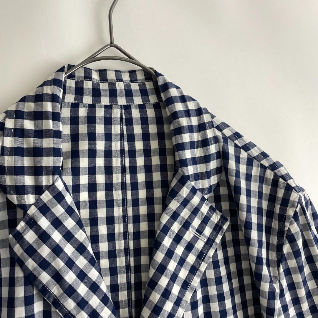 BEAMS PLUS (he) 日本製 シャツジャケット 3ボタン ギンガム 紺