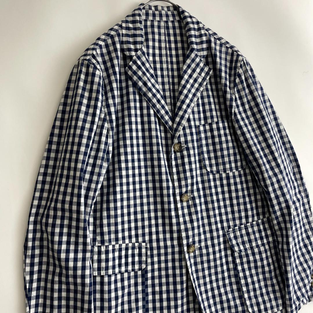 BEAMS PLUS (he) 日本製 シャツジャケット 3ボタン ギンガム 紺